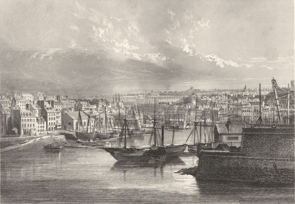 FINISTÈRE. Brest 1844 old antique vintage print picture